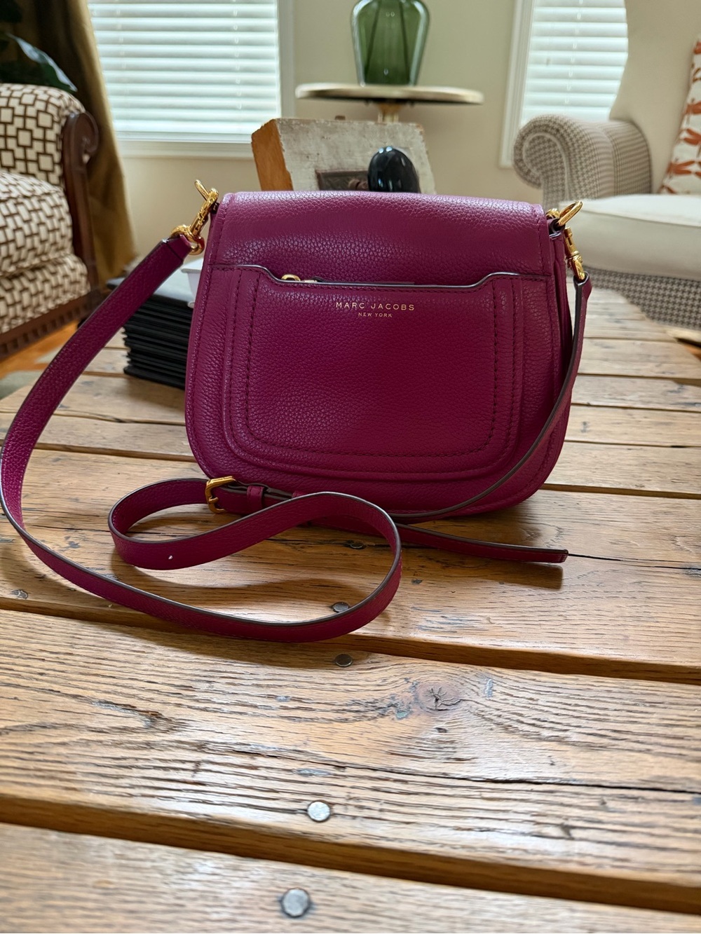 Marc Jacobs Pebbled Leather Crossbody in Berry Plum